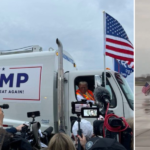 Trump Llega a un mitin en un camión de basura